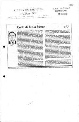 Prensa en LUN. Carta de Frei a Rumor