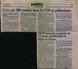 Prensa La Segunda. Cerca de 200 comités tiene la UDI en poblaciones