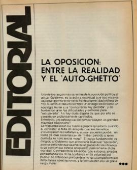 Editorial "La oposición: entre la realidad y el 'auto-ghetto'", Realidad año 1, número 5