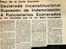 Declarada inconstitucional supresión de indemnización a funcionarios exonerados