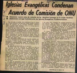 Prensa en El Mercurio. Iglesias evangélicas condenan acuerdo de comisión de ONU