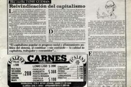 Columna en La Segunda Reivindicación del capitalismo