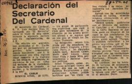 DECLARACIÓN DEL SECRETARIO DEL CARDENAL