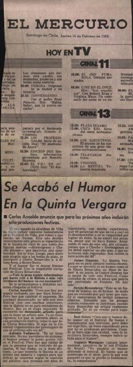 Entrevista en El Mercurio Se acabó el humor en la Quinta Vergara