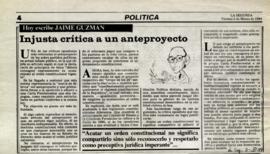 Columna en La Segunda Injusta crítica a un anteproyecto
