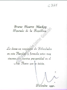 Tarjeta de Navidad a Jaime Guzmán