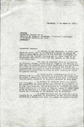 Carta al Consejo de la Facultad de Ciencias Jurídicas, Políticas y Sociales