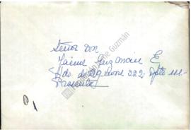Carta de felicitaciones a Jaime Guzmán por triunfo electoral