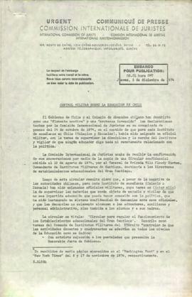 CONTROL MILITAR SOBRE LA EDUCACION EN CHILE