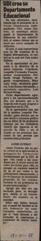 Prensa. UDI Crea su Departamento Educacional