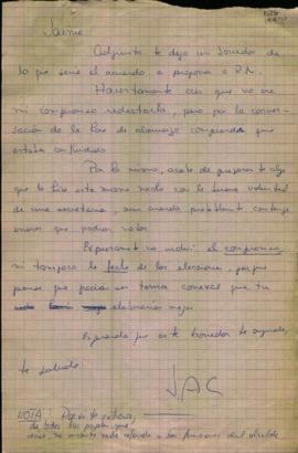 Carta a Jaime Guzmán sobre acuerdo UDI - RN