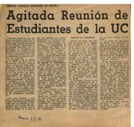 Prensa. Agitada reunión de estudiantes de la UC