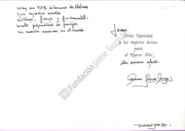 Tarjeta de Navidad a Jaime Guzmán