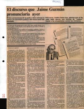 Prensa "El discurso que Jaime Guzmán pronunciaría ayer"