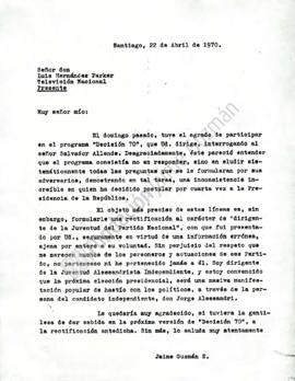 Carta a Luis Hernán Parker