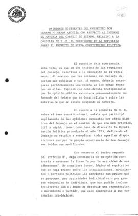 Opiniones disidentes del Consejero don Hernán Figueroa Anguita con respecto al informe de mayoría...