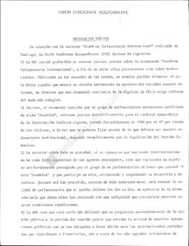 Prensa. Declaración Pública En Relación con Asamblea Parlamentaria Internacional