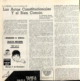 Prensa en El Mercurio. Las Actas Constitucionales y el Bien Común