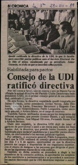 Prensa La Tercera. Consejo de la UDI Ratificó Directiva