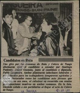 Prensa en La Tercera. Candidatos en Buin