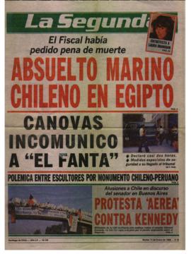Prensa La Segunda. Portada: Protesta 'aérea' contra Kennedy