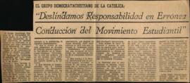 Prensa. El grupo democratacristiano de la Católica: "Deslindamos responsabilidad en errónea ...