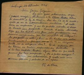 Carta de demostración de admiración a Jaime Guzmán con críticas a Gobierno de Allende