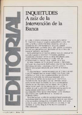 Editorial "Inquietudes a raíz de la intervención de la banca", Realidad año 4, números ...