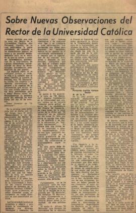 Prensa en El Mercurio. Sobre nuevas observaciones del rector de la Universidad Católica