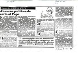 ALCANCES POLITICOS DE CARTA AL PAPA