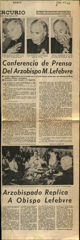 PRENSA SOBRE VISITA A CHILE DE ARZOBISPO M. LEFEBVRE