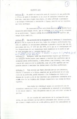 Borrador del Decreto Ley sobre colegios profesionales