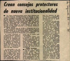 Prensa en La Segunda. Crean consejo protectores de nueva institucionalidad