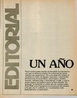 Editorial "Un año", Realidad año 2, número 1