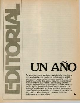 Editorial "Un año", Realidad año 2, número 1