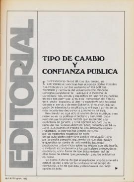 Editorial "Tipo de cambio y confianza pública", Realidad año 4, número 39