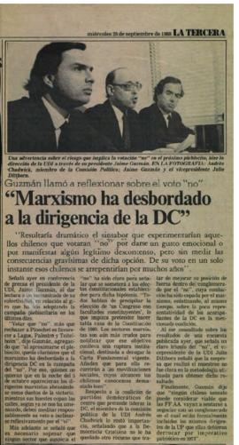 Prensa La Tercera. Marxismo ha Desbordado a la Dirigencia de la DC