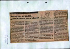 Columna en La Segunda Recesión mundial ¿Irrelevante para Chile?