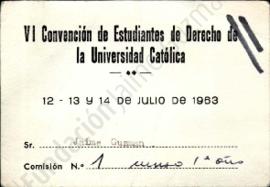 Credencial para la VI Convención de Estudiantes de Derecho UC