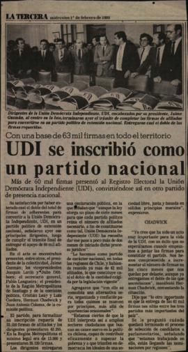 Prensa en La Tercera. UDI se inscribió como un partido nacional