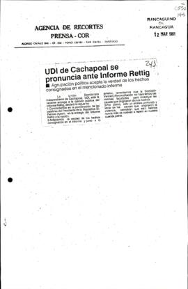 Prensa en Rancagüino. UDI de Cachapoal se pronuncia ante informe Rettig