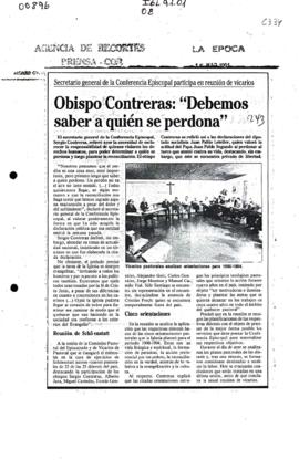 OBISPO CONTRERAS: DEBEMOS SABER A QUIEN SE PERDONA