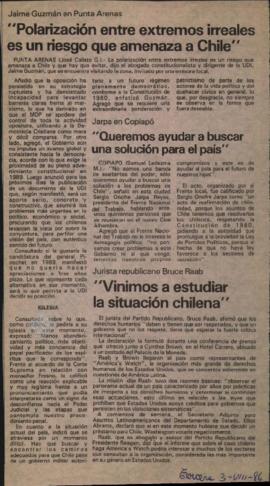 Entrevista en La Tercera "Polarización entre extremos irreales es un riesgo que amenaza a Ch...