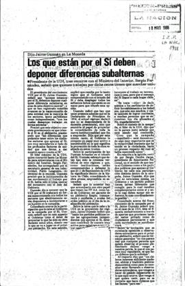 Prensa La Nación. Los que Están por el SÍ Deben Deponer Diferencias Subalternas