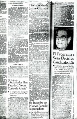 Entrevista en El Mercurio Declaración de Jaime Guzmán
