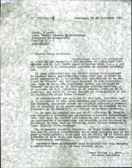 CARTA DE MONSENOR JORGE MEDINA A ARZOBISPO DE CONCEPCION SOBRE DECLARACIONES DE JESUITA RAMON CIF...