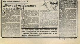 Columna en La Segunda ¿Por qué celebramos un natalicio?