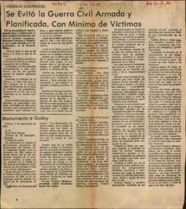 HOMILIA CASTRENSE: SE EVITO LA GUERRA CIVIL ARMADA Y PLANIFICADA, CON MÍNIMO DE VICTIMAS
