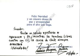 Tarjeta de Navidad a Jaime Guzmán