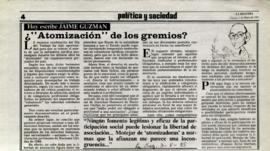 Columna en La Segunda ¿"Atomización" de los gremios?